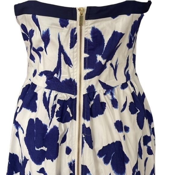 NWOT Allen B Schwartz Bustier Corset Retro Floral Spring Tea Dress Blue Large - Picture 4 of 12